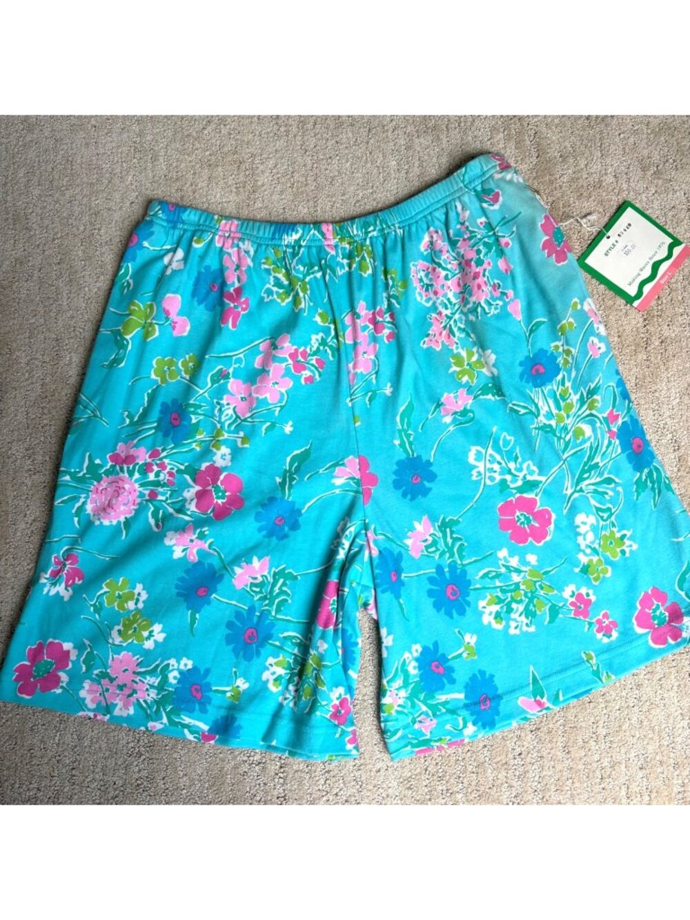 NWT Vintage Sea Waves Floral Lounge Shorts Made in USA Size Large